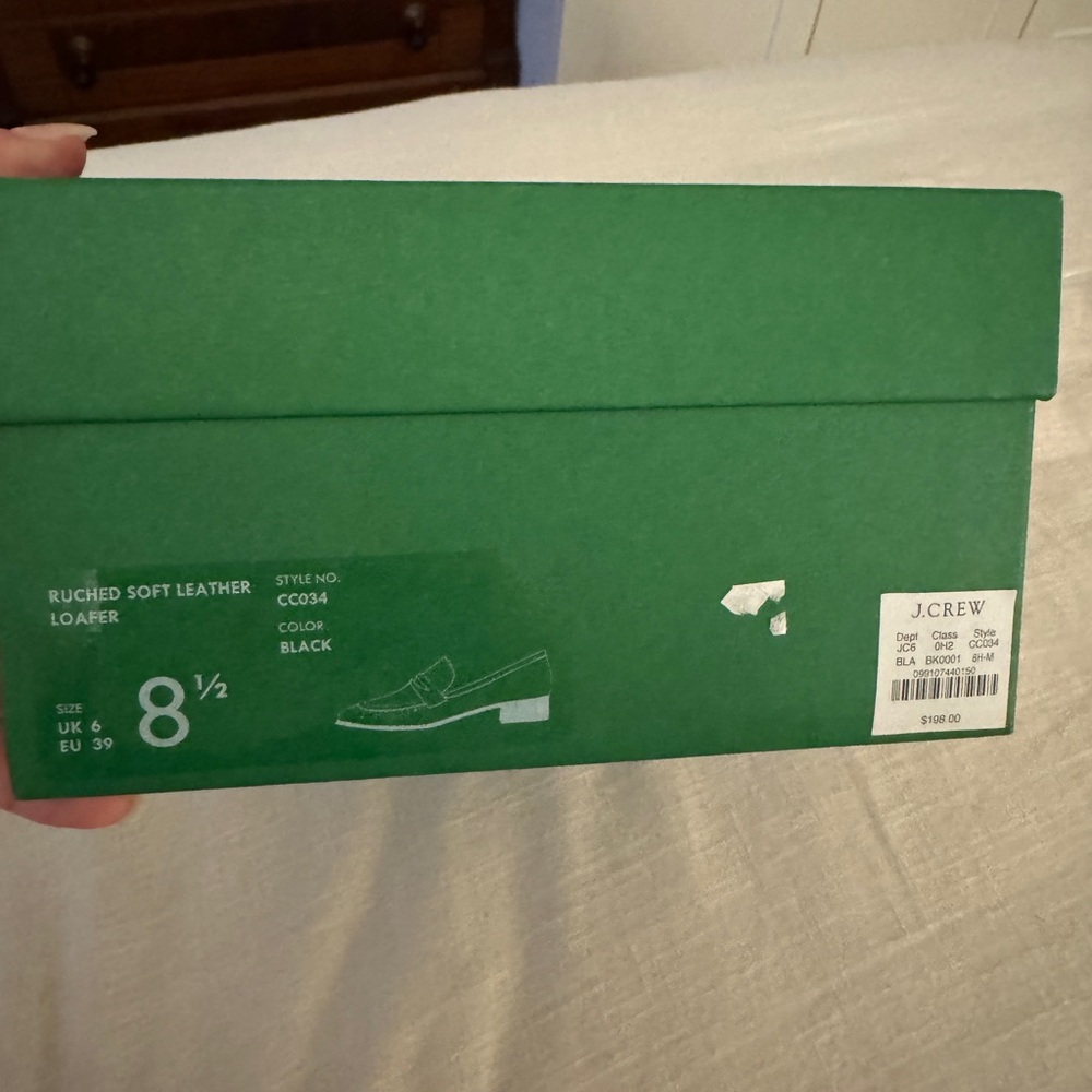 Brand New In Box J.Crew Black Ruched Leather Slip-On Loafers - Picture 5 of 8